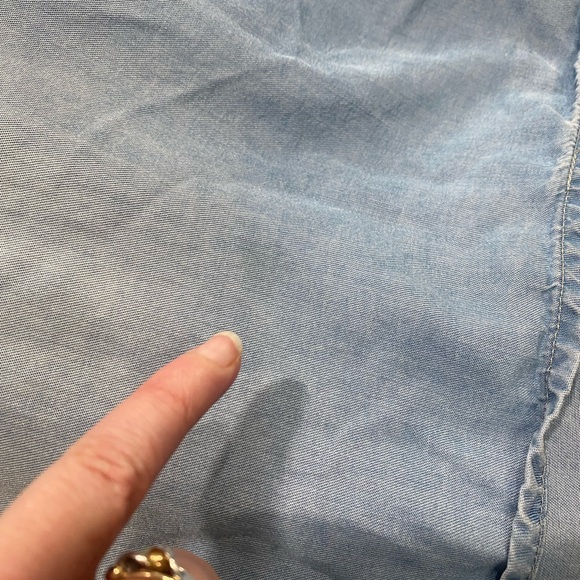 Chambray dress embroidered bodice ties at back size small - Picture 8 of 8